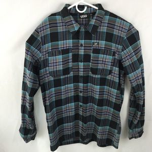 Men’s Vans Blue Gray Long Sleeve Flannel Shirt